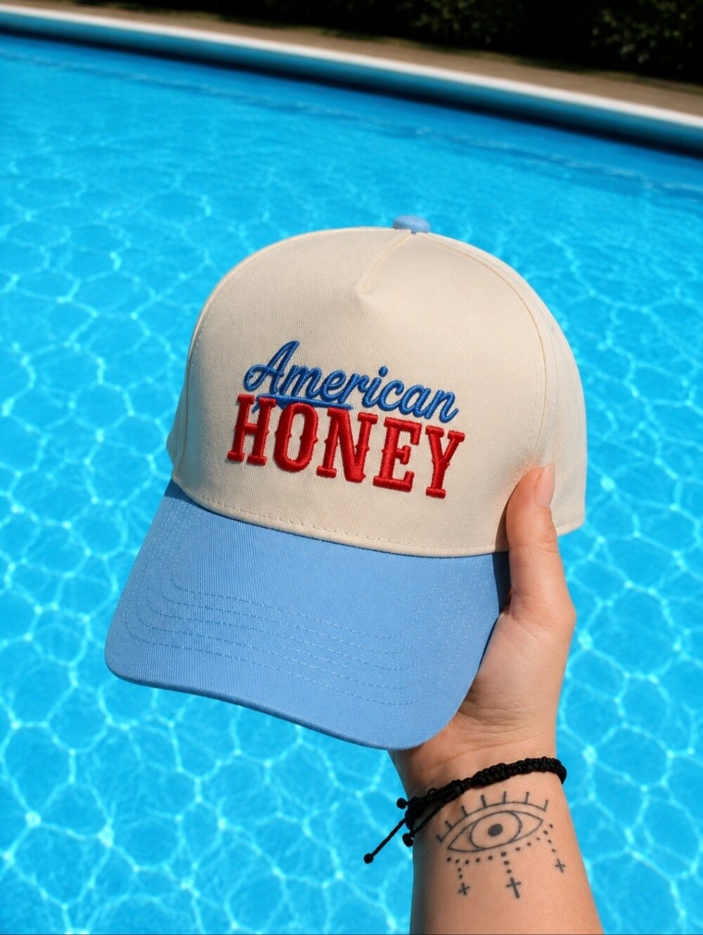 American Honey Trucker Hat | Adjustable Snapback Cap - Bluebird Honey